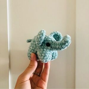 Crochet Blue Velvet Elephant Amigurumi Stuffed Animal